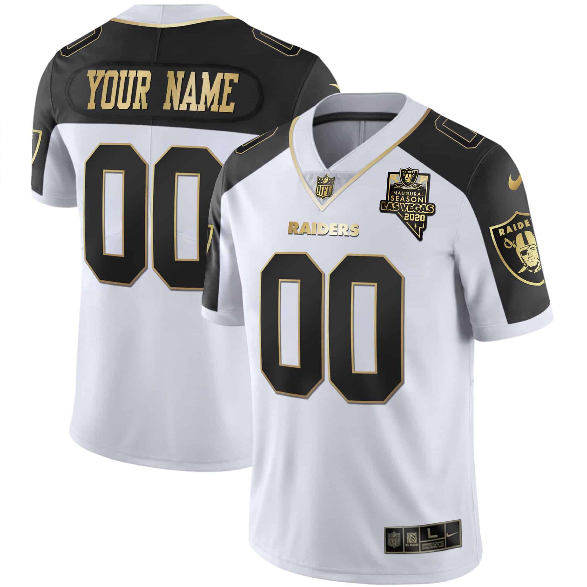 Men Oakland Raiders 2024 Nike Vapor White Gold & Black Inverted Limited Custom NFL Jersey style 1->customized nfl jersey->Custom Jersey